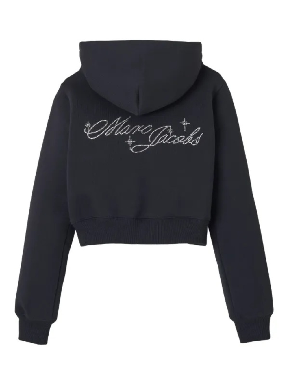 Marc Jacobs Black Cropped Hoodie with Crystal Script